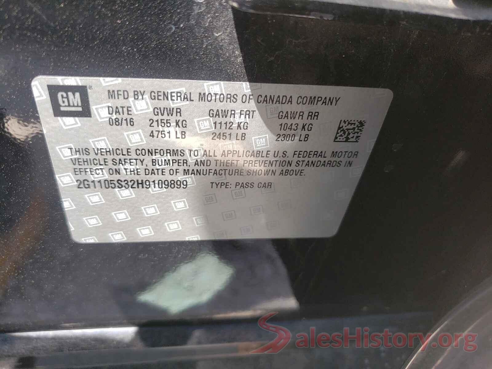 2G1105S32H9109899 2017 CHEVROLET IMPALA