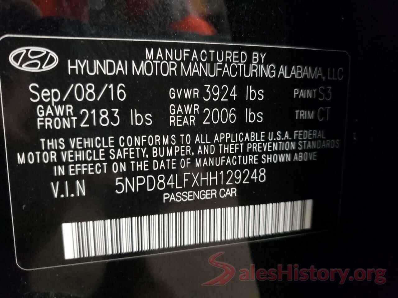 5NPD84LFXHH129248 2017 HYUNDAI ELANTRA