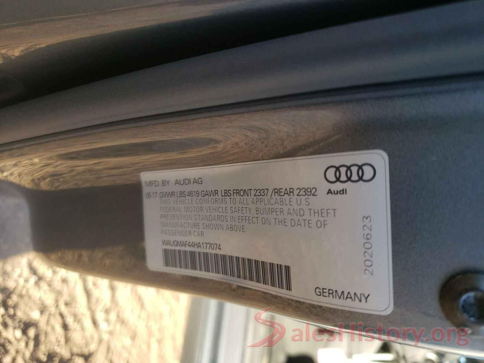 WAUGMAF44HA177074 2017 AUDI A4