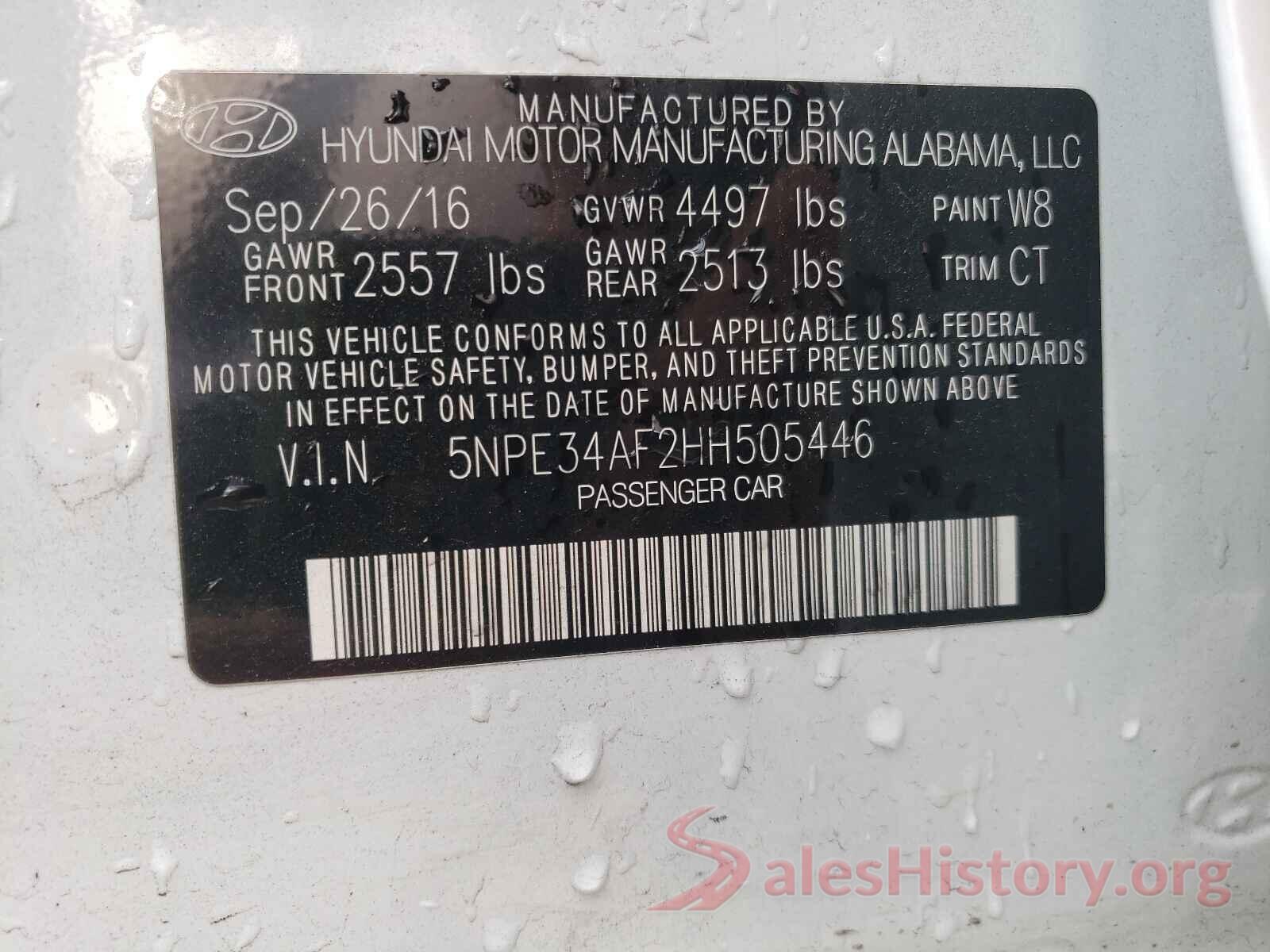 5NPE34AF2HH505446 2017 HYUNDAI SONATA