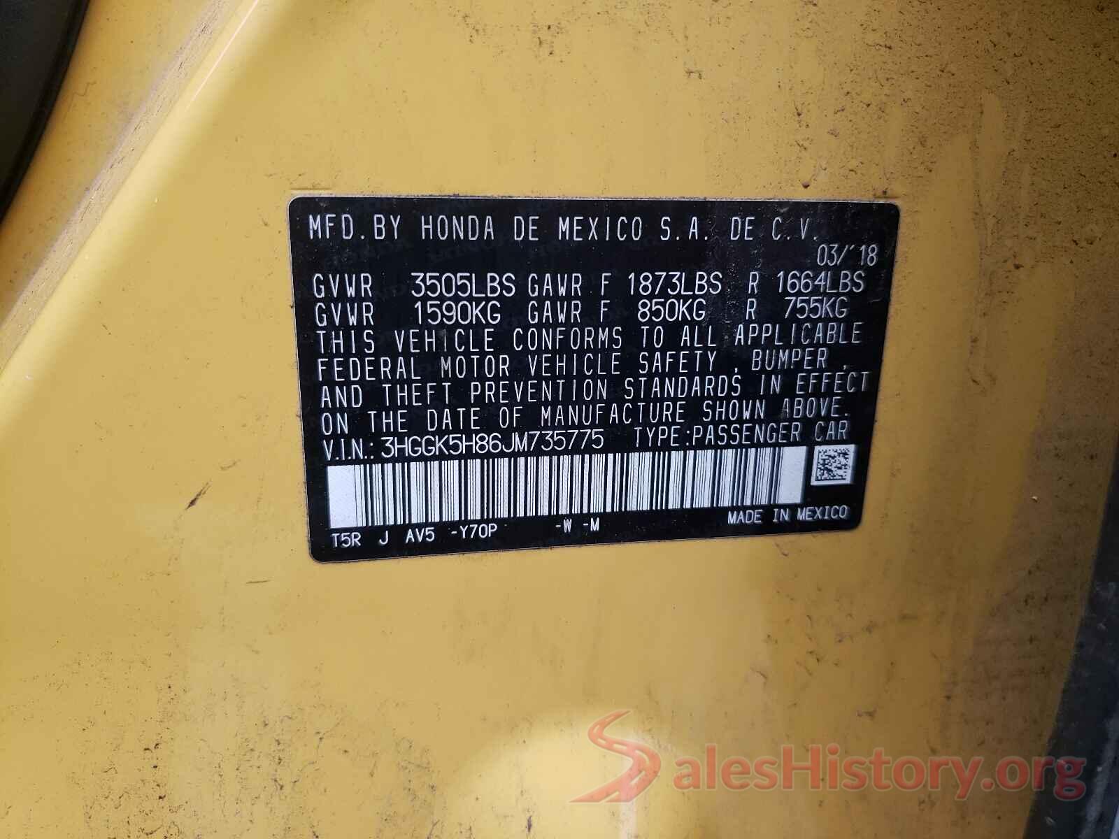 3HGGK5H86JM735775 2018 HONDA FIT