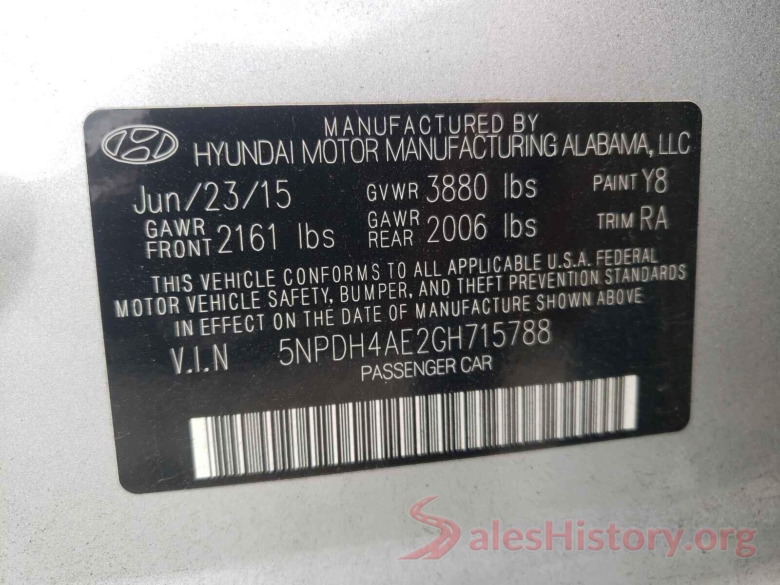 5NPDH4AE2GH715788 2016 HYUNDAI ELANTRA