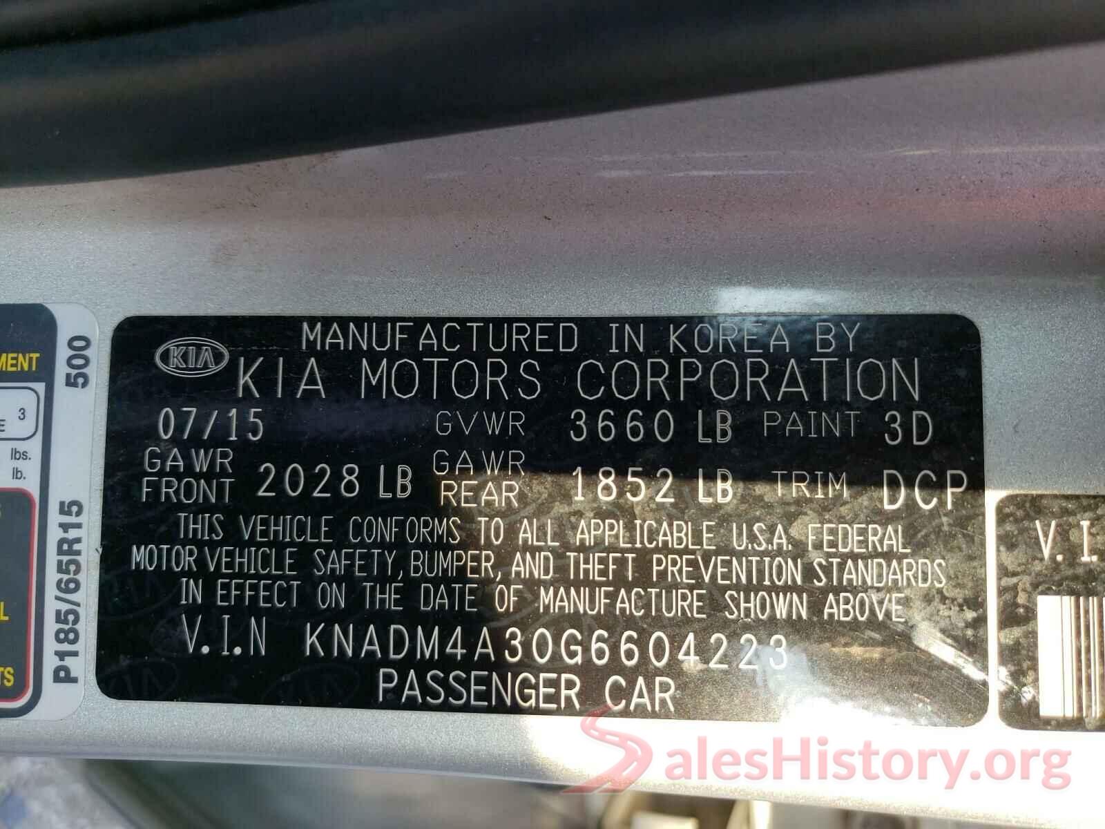 KNADM4A30G6604223 2016 KIA RIO