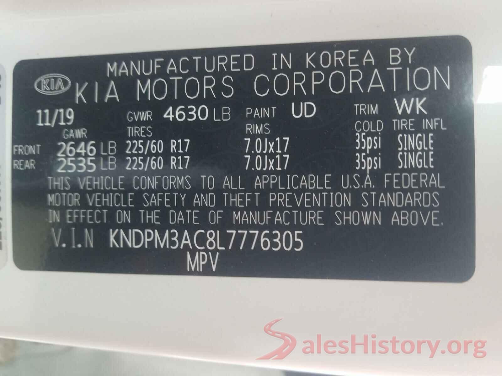 KNDPM3AC8L7776305 2020 KIA SPORTAGE