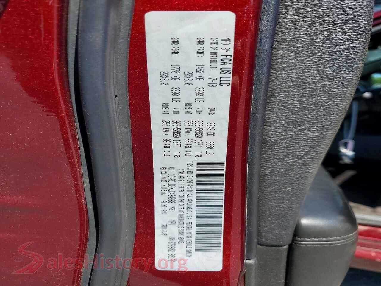 2018 DODGE DURANGO VIN 1C4RDJDGXJC434998, trunk area