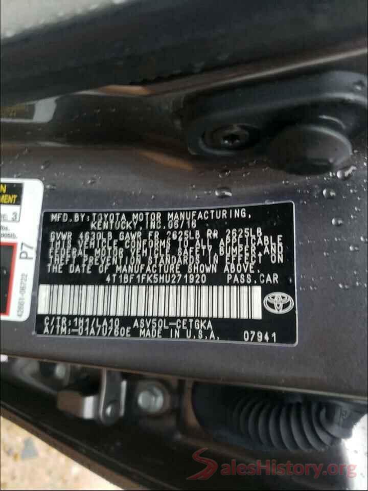 4T1BF1FK5HU271920 2017 TOYOTA CAMRY