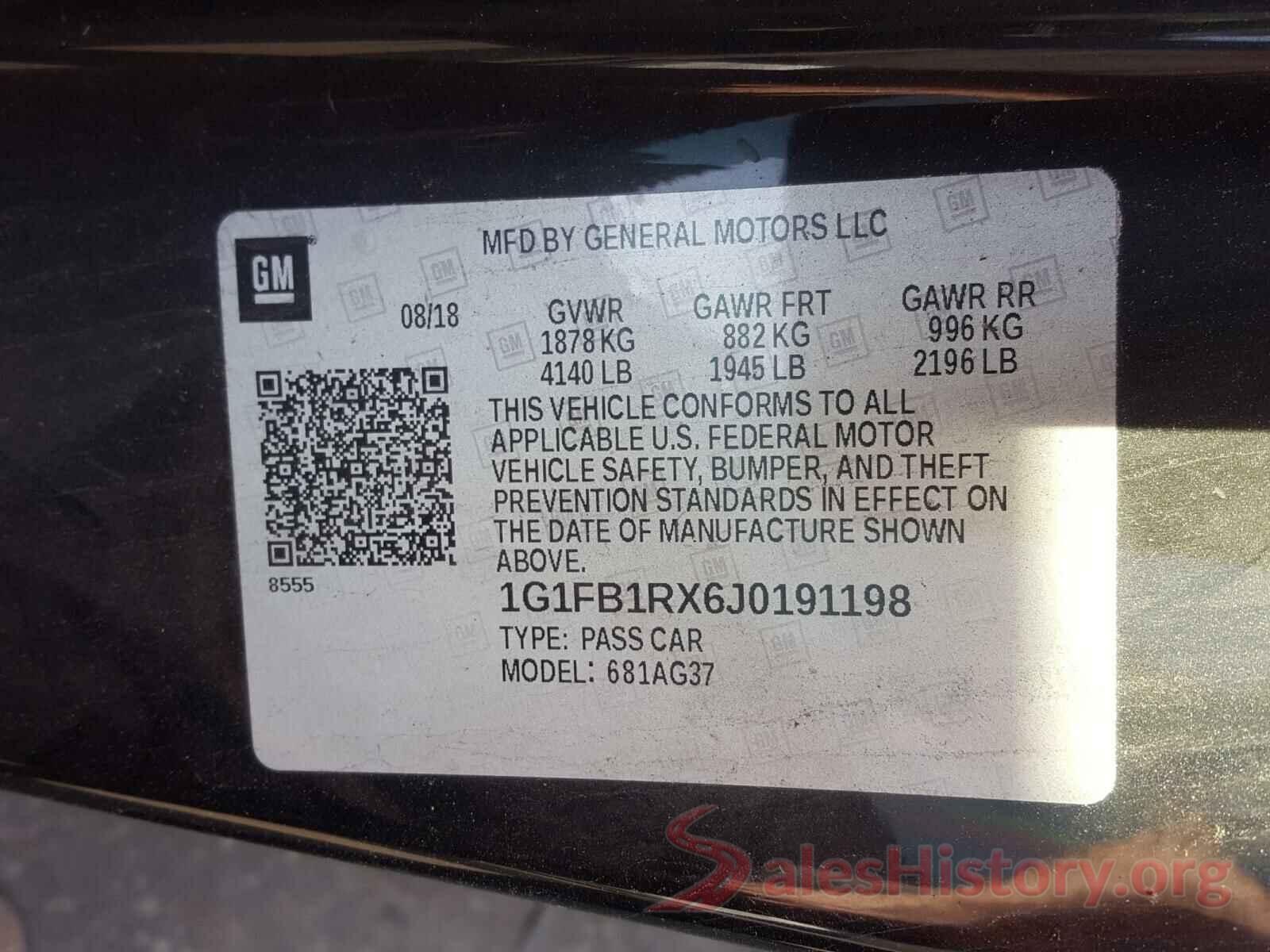 1G1FB1RX6J0191198 2018 CHEVROLET CAMARO