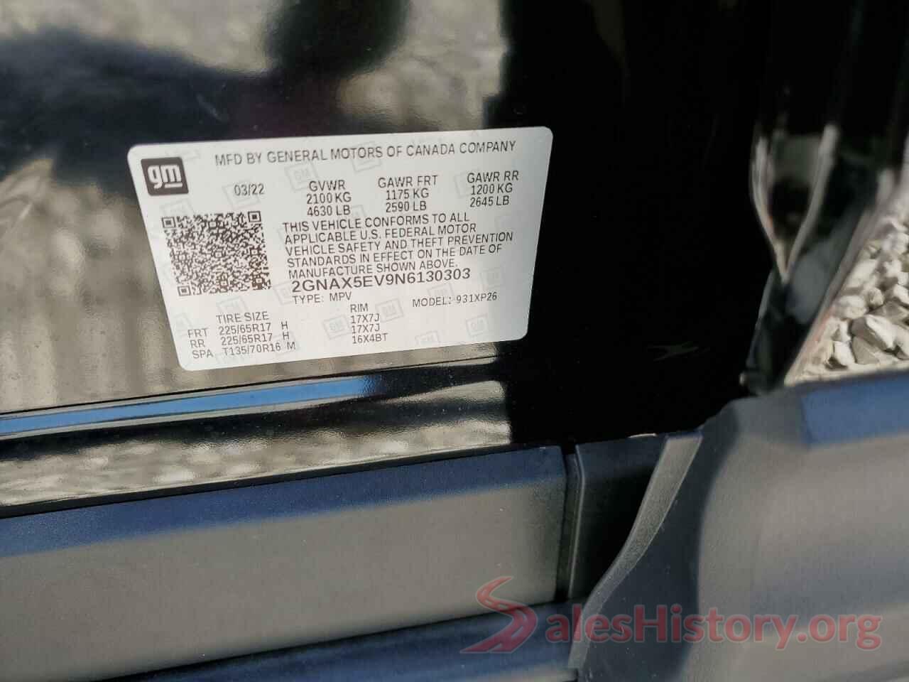 2GNAX5EV9N6130303 2022 CHEVROLET EQUINOX