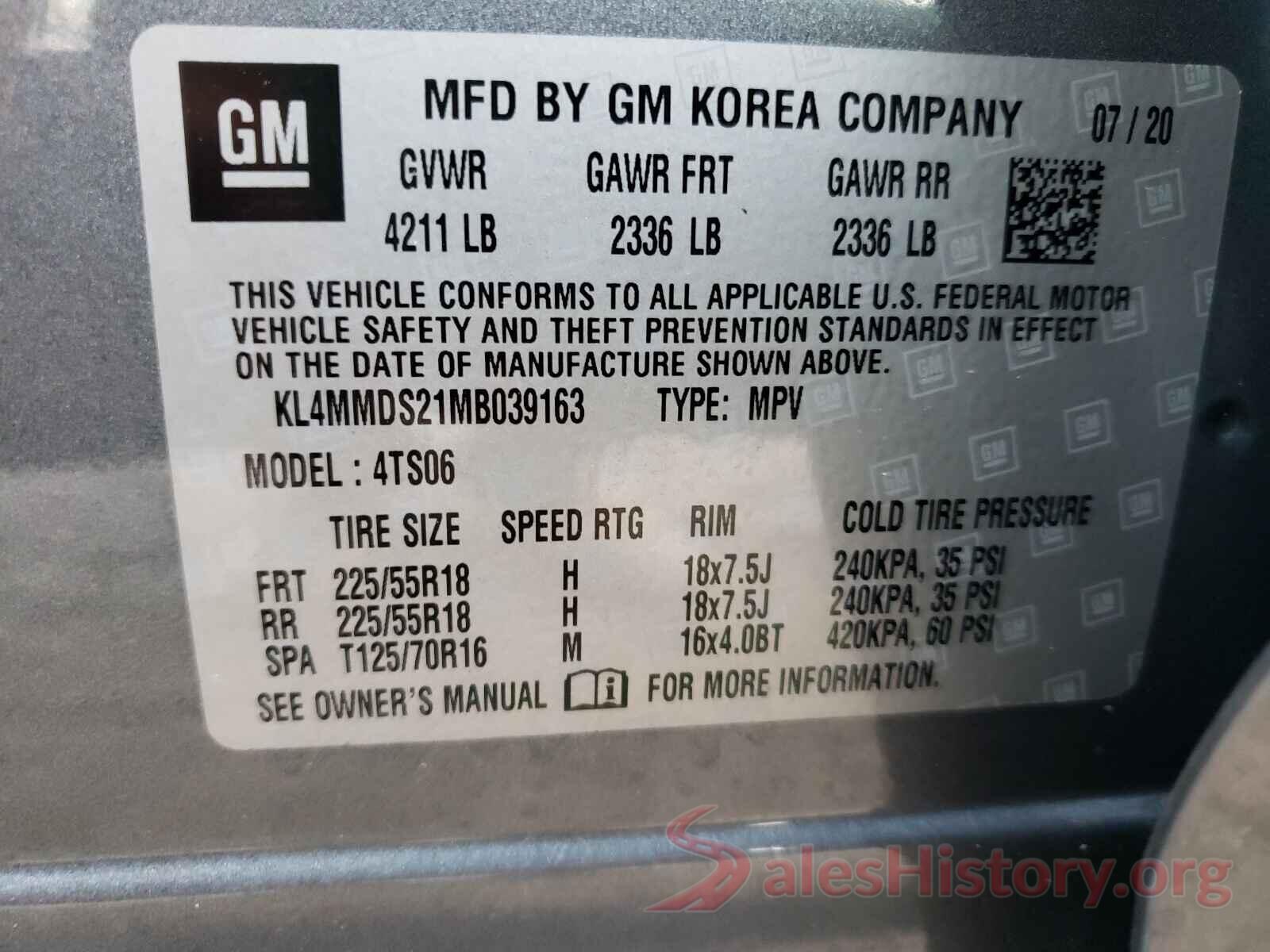 KL4MMDS21MB039163 2021 BUICK ENCORE