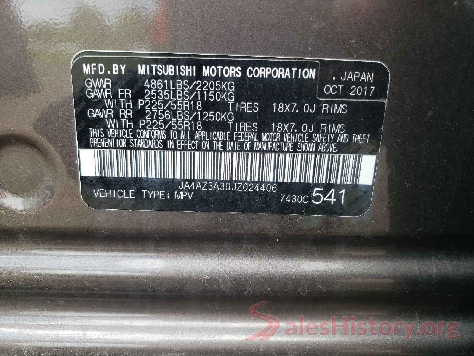 JA4AZ3A39JZ024406 2018 MITSUBISHI OUTLANDER