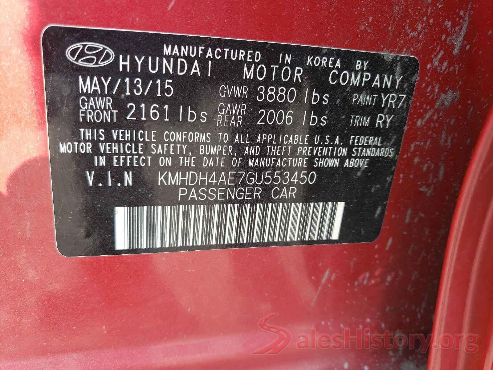 KMHDH4AE7GU553450 2016 HYUNDAI ELANTRA