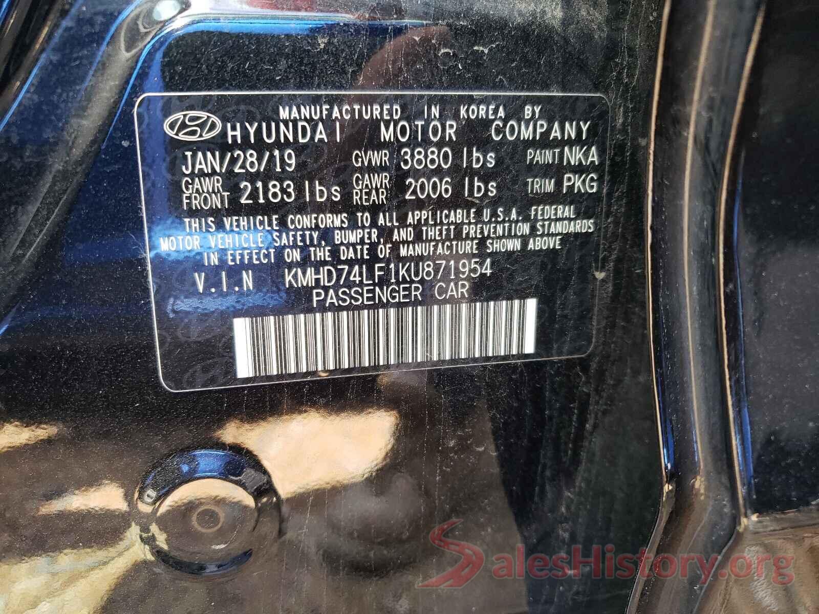 KMHD74LF1KU871954 2019 HYUNDAI ELANTRA