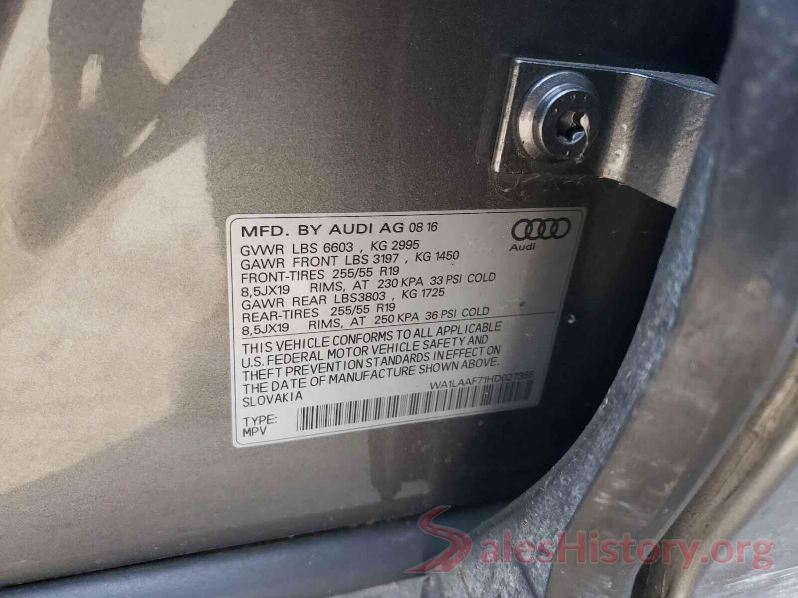 WA1LAAF71HD027355 2017 AUDI Q7