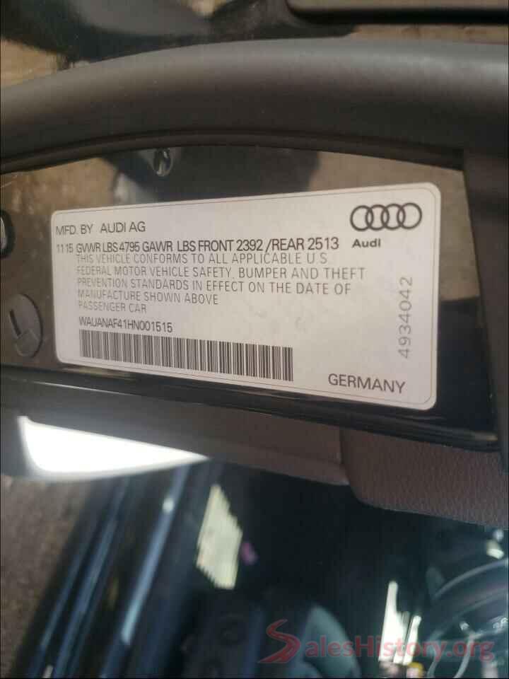 WAUANAF41HN001515 2017 AUDI A4