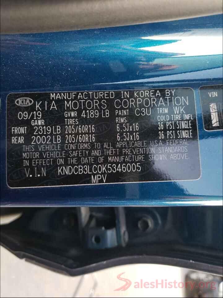 KNDCB3LC0K5346005 2019 KIA NIRO