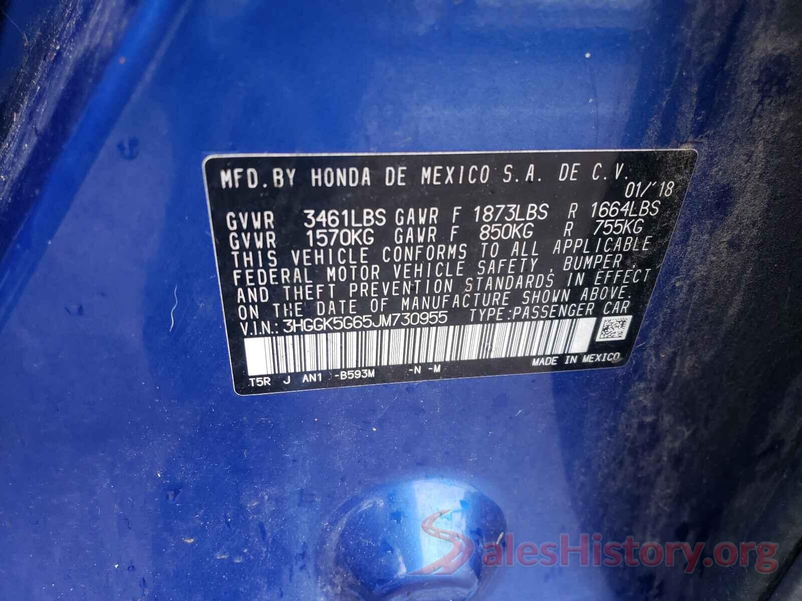 3HGGK5G65JM730955 2018 HONDA FIT