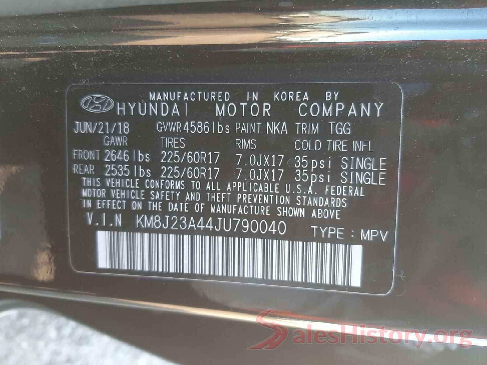 KM8J23A44JU790040 2018 HYUNDAI TUCSON