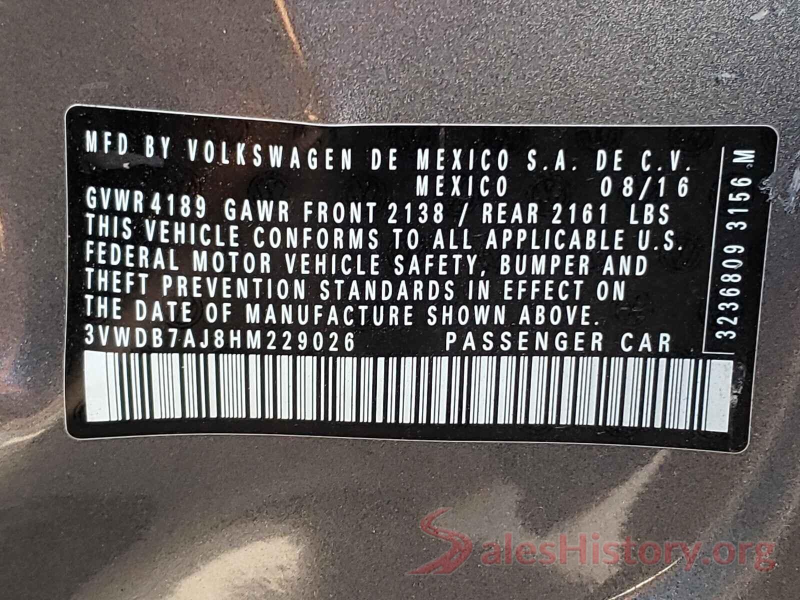 3VWDB7AJ8HM229026 2017 VOLKSWAGEN JETTA