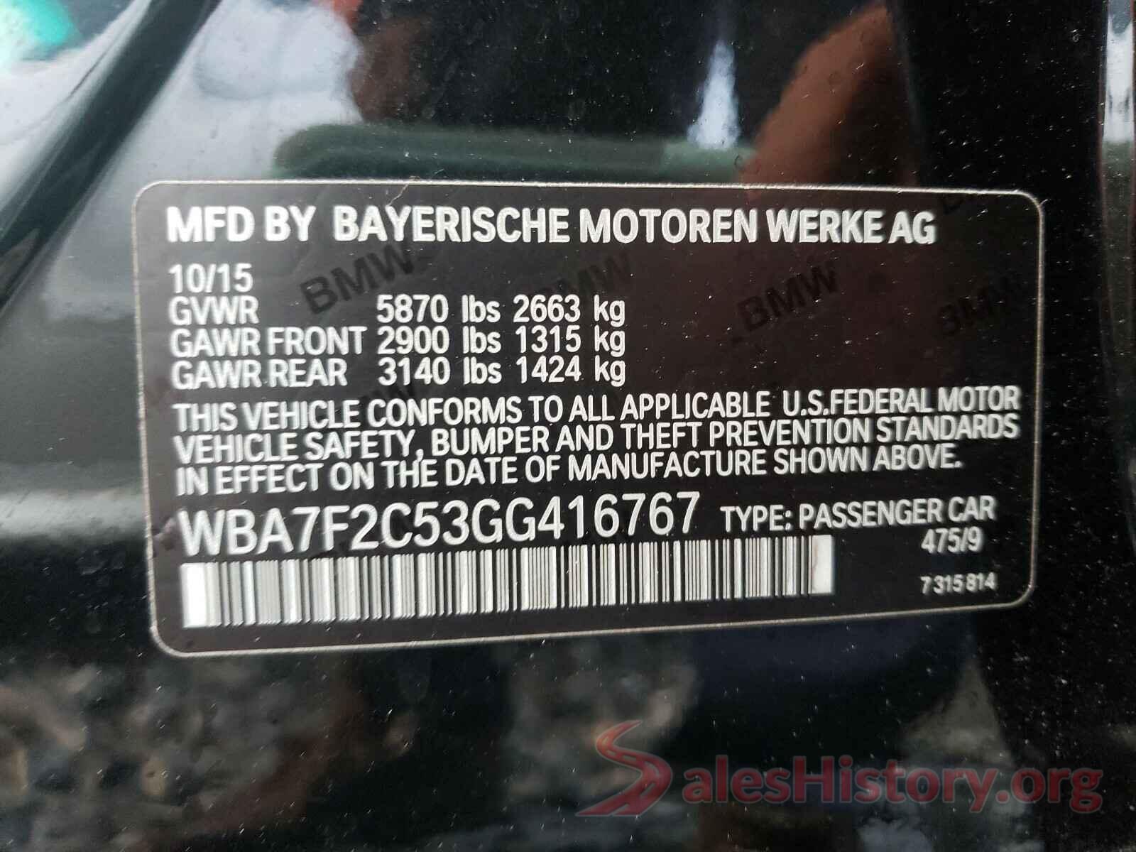 WBA7F2C53GG416767 2016 BMW 7 SERIES