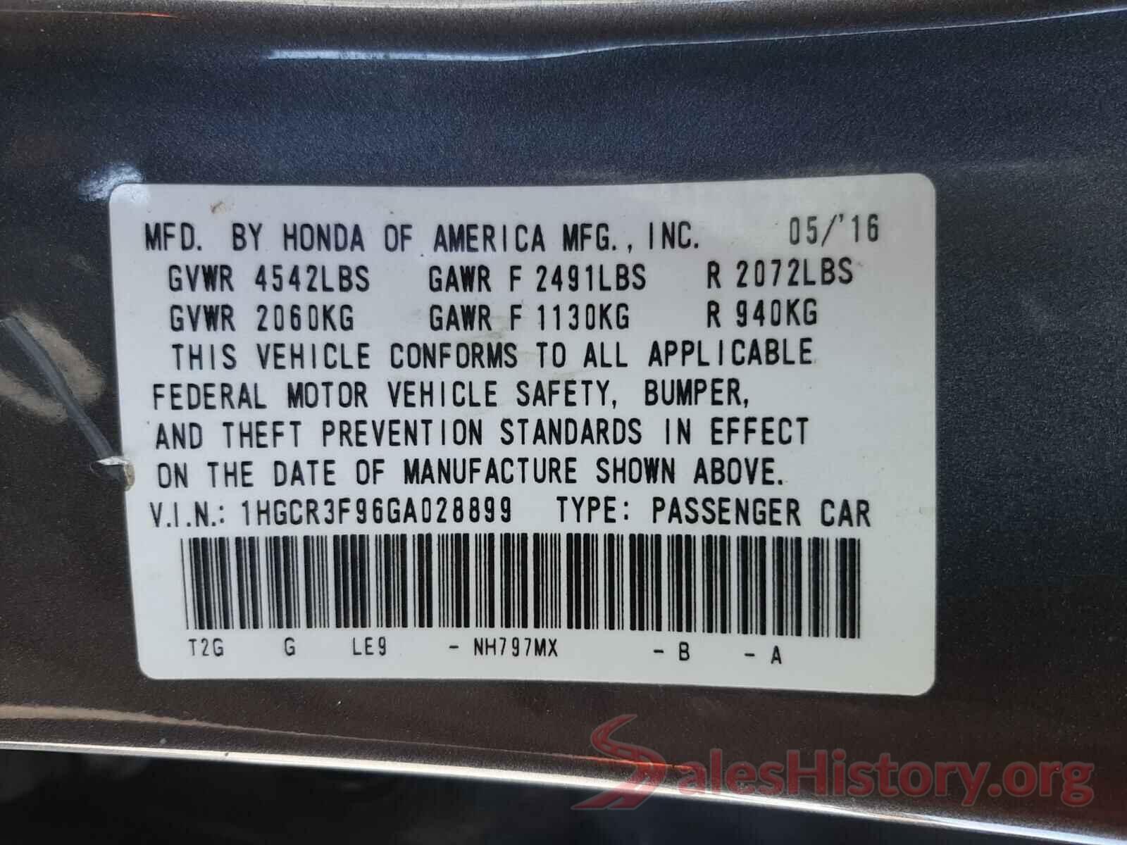 1HGCR3F96GA028899 2016 HONDA ACCORD