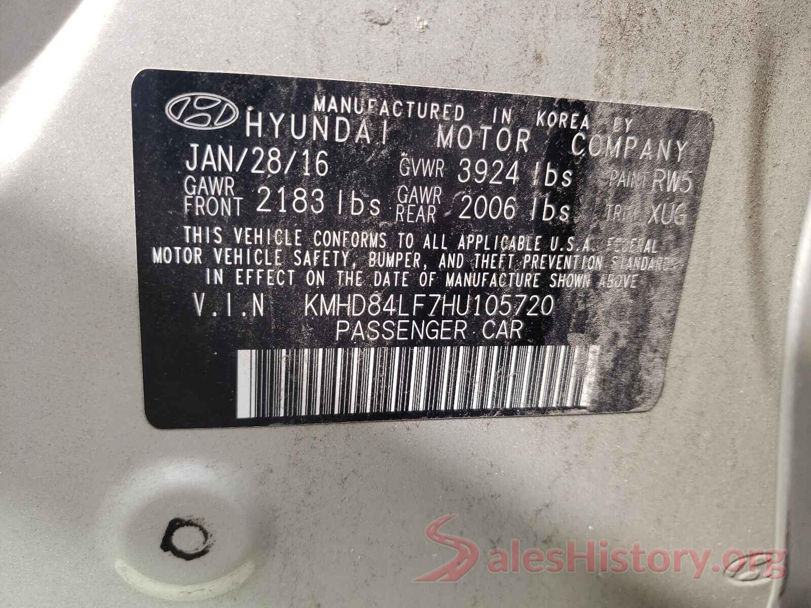 KMHD84LF7HU105720 2017 HYUNDAI ELANTRA