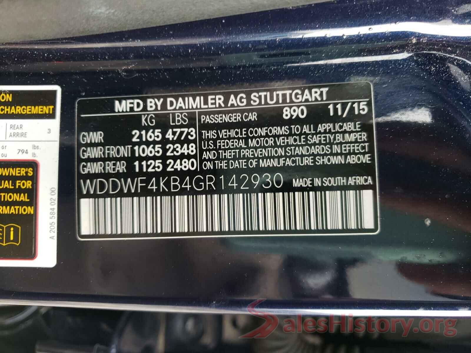 WDDWF4KB4GR142930 2016 MERCEDES-BENZ C CLASS