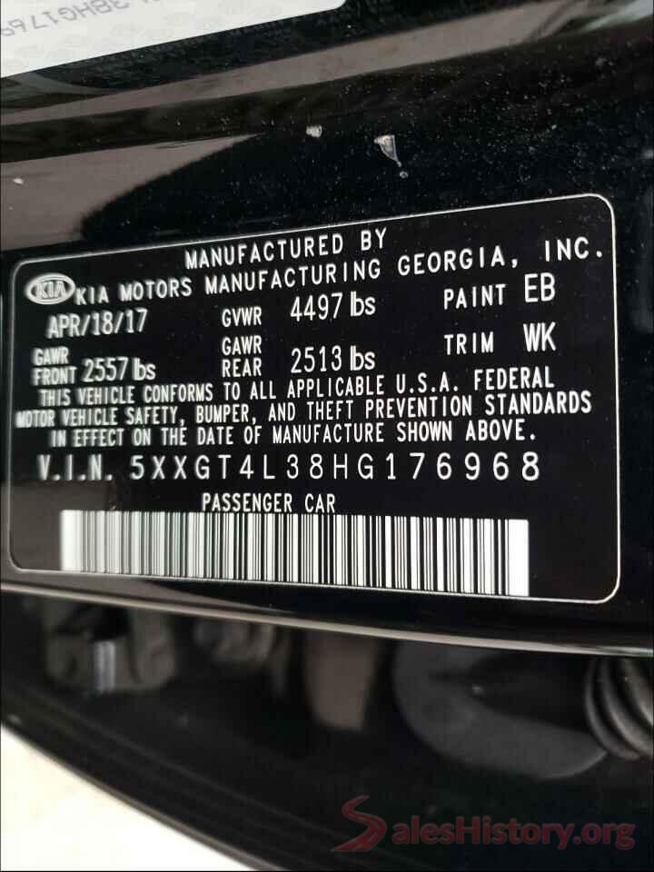 5XXGT4L38HG176968 2017 KIA OPTIMA