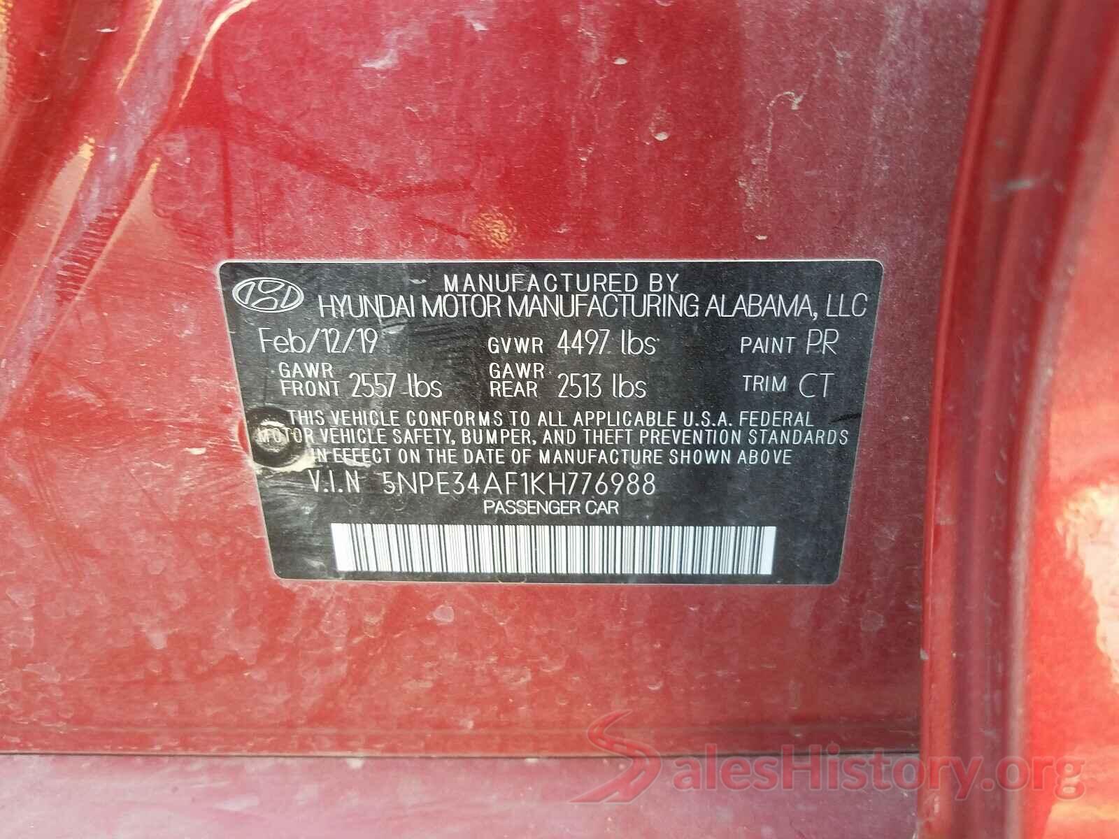 5NPE34AF1KH776988 2019 HYUNDAI SONATA