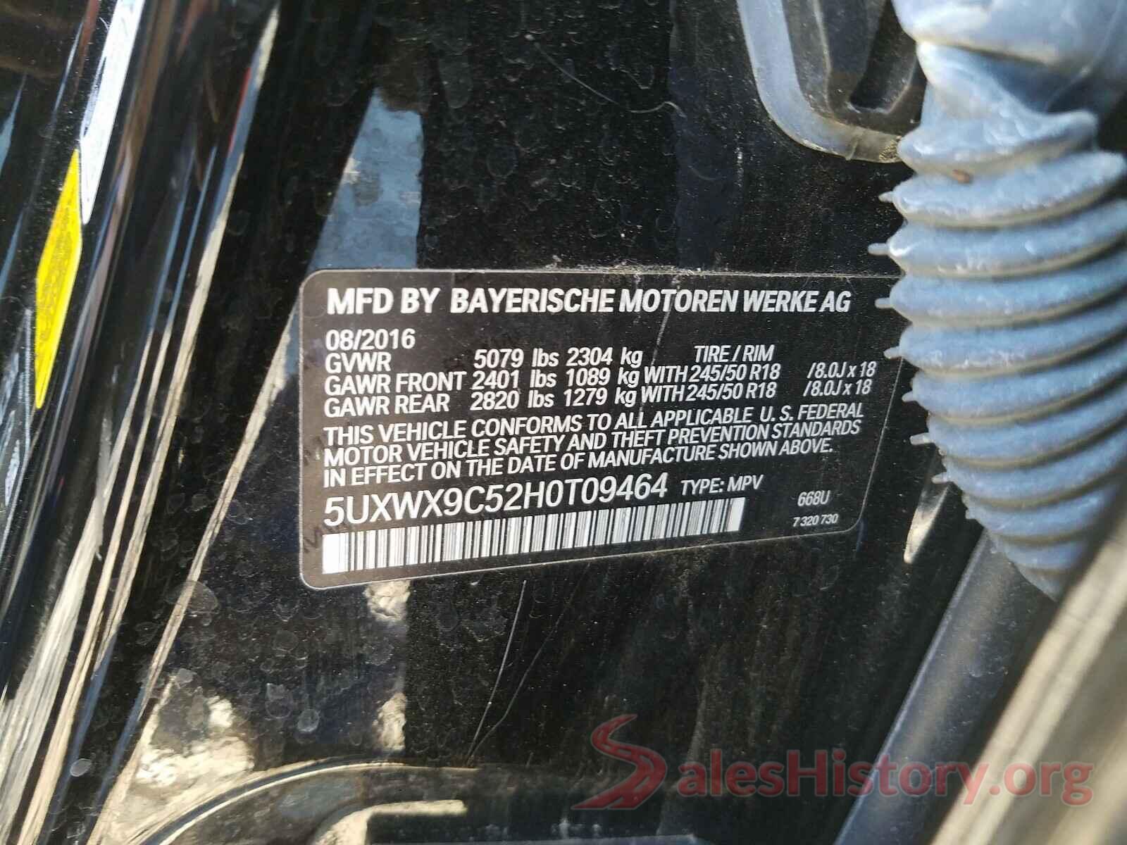 5UXWX9C52H0T09464 2017 BMW X3