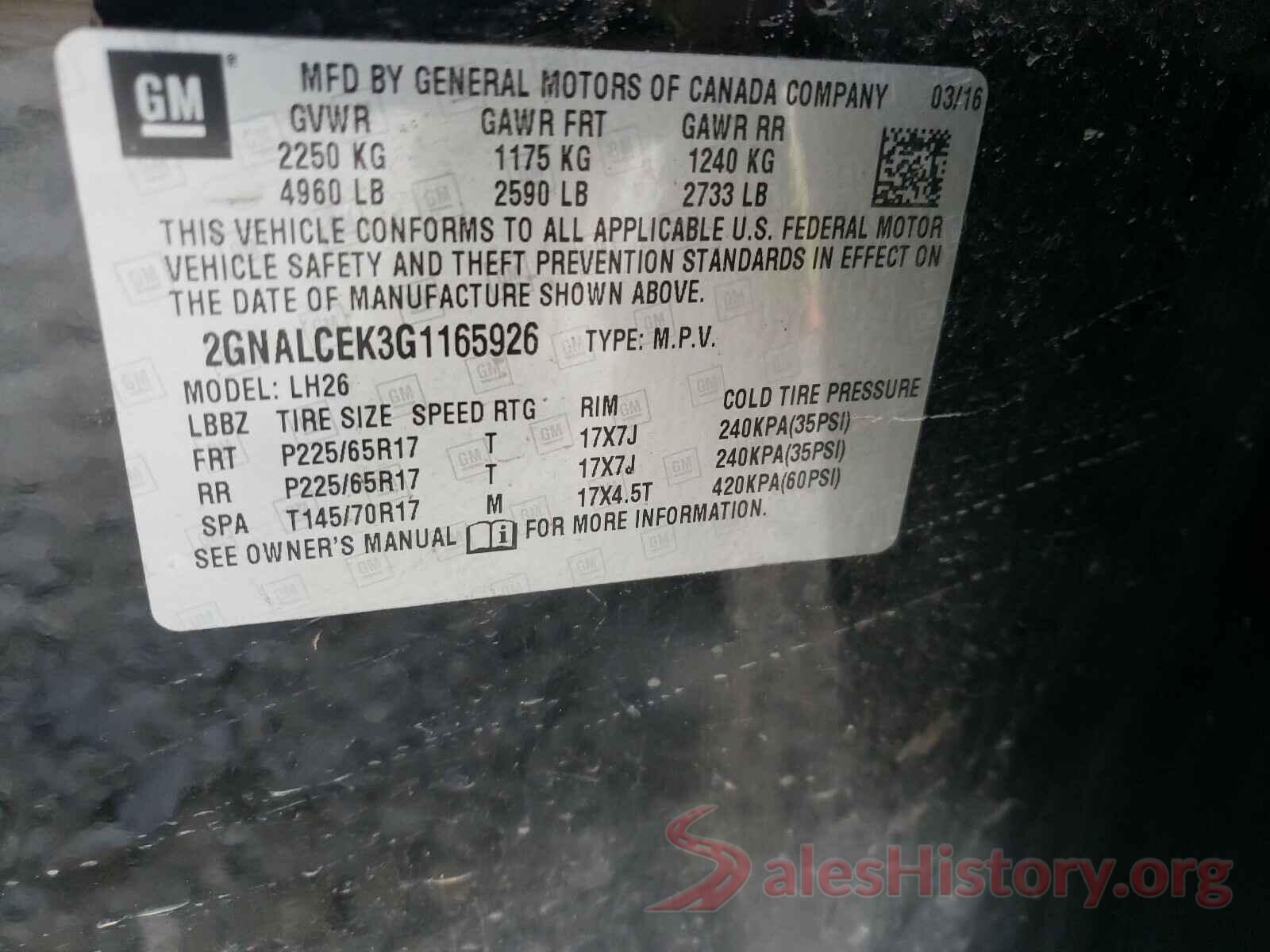 2GNALCEK3G1165926 2016 CHEVROLET EQUINOX