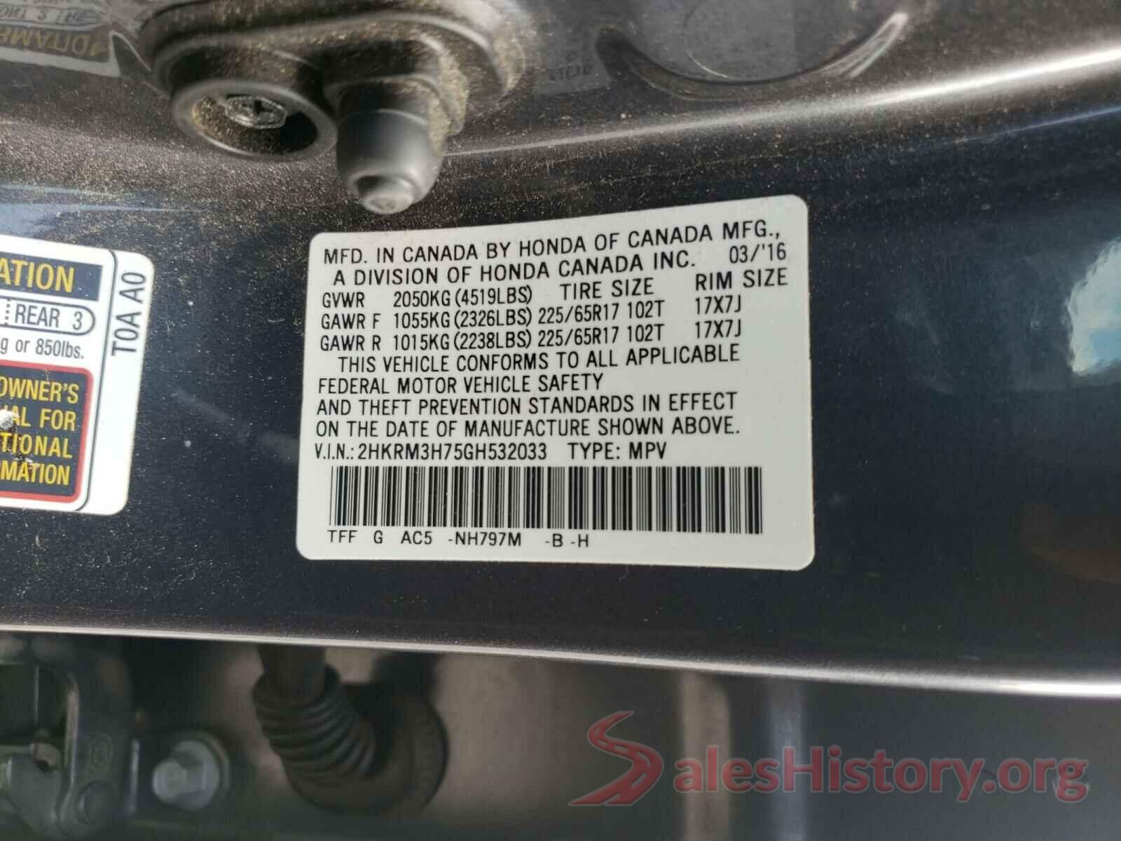 2HKRM3H75GH532033 2016 HONDA CRV