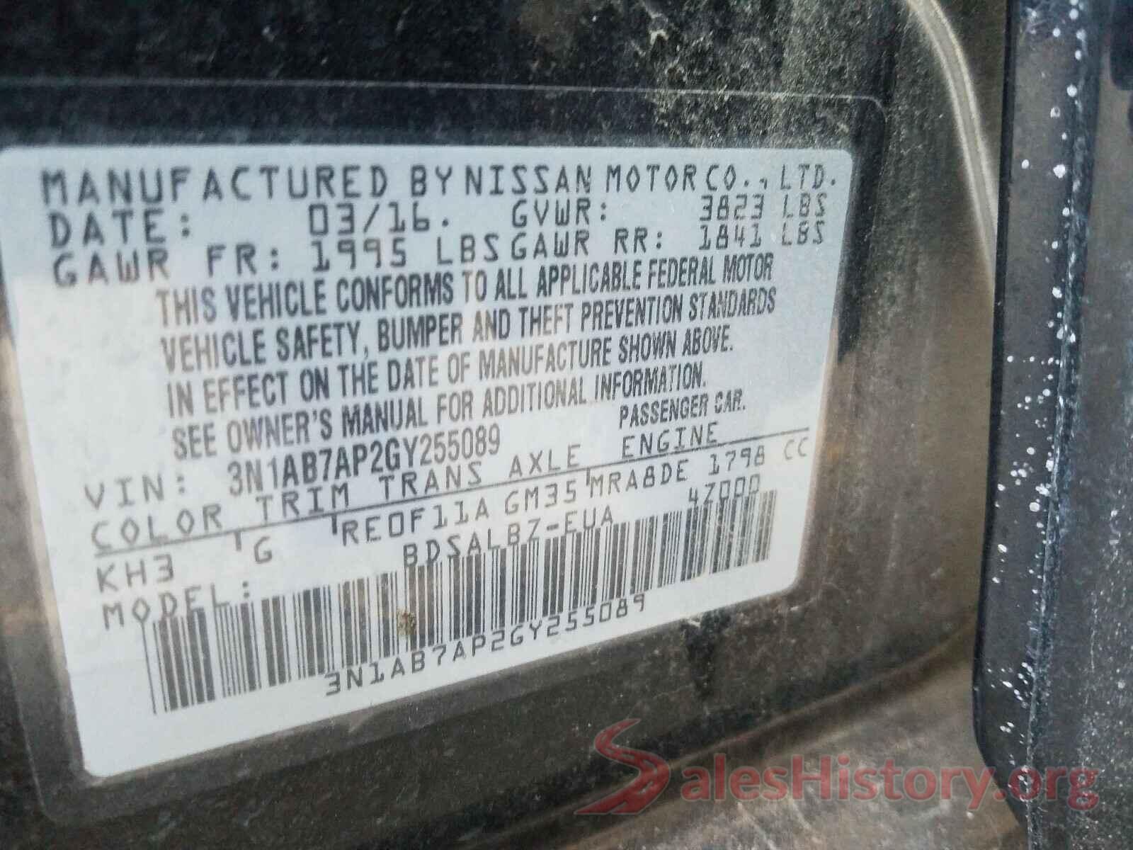 3N1AB7AP2GY255089 2016 NISSAN SENTRA