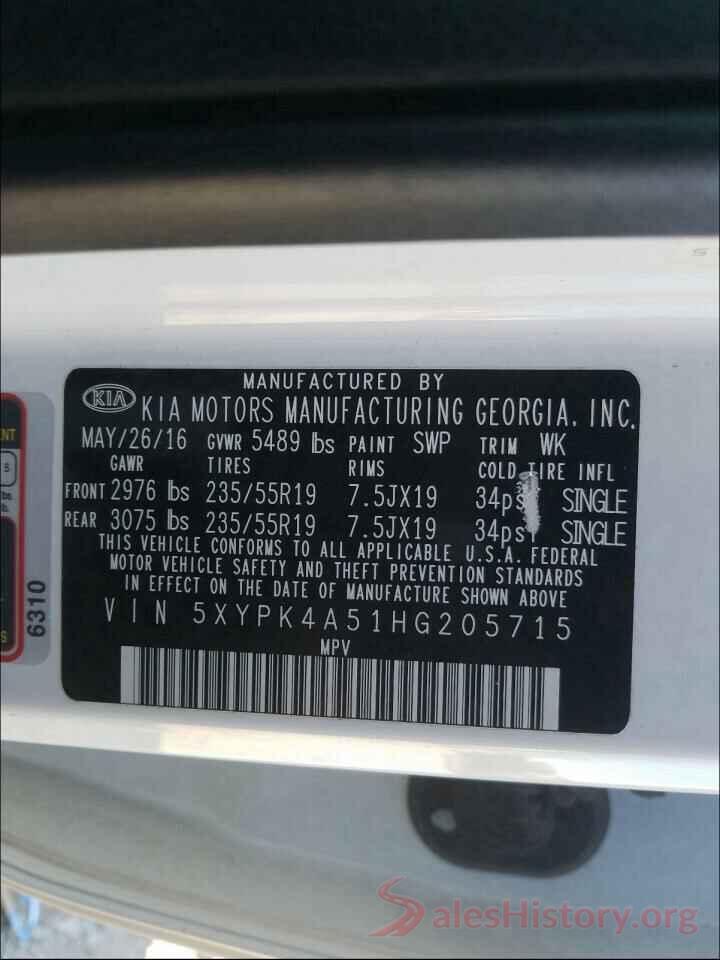 5XYPK4A51HG205715 2017 KIA SORENTO