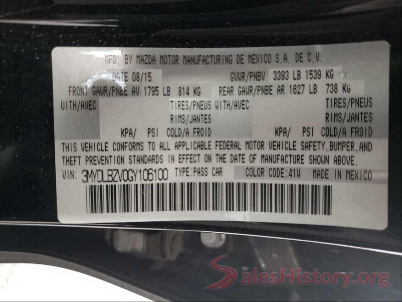 3MYDLBZV0GY106100 2016 TOYOTA SCION