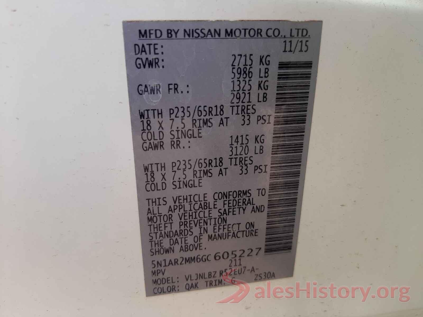 5N1AR2MM6GC605227 2016 NISSAN PATHFINDER