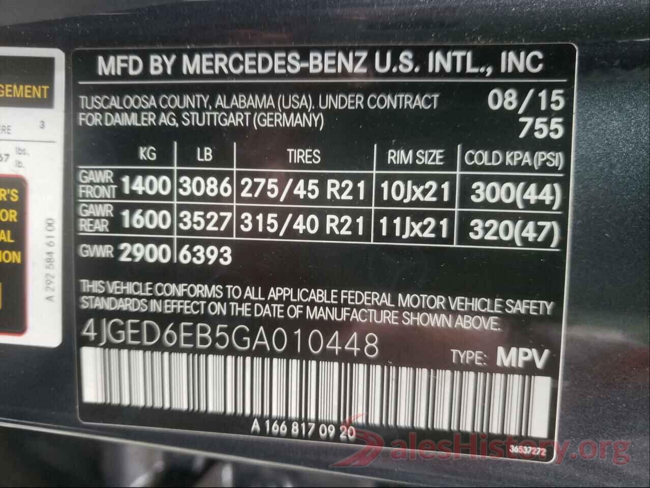 4JGED6EB5GA010448 2016 MERCEDES-BENZ GLE-CLASS