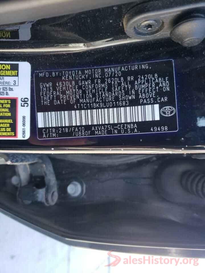 4T1C11BK9LU011683 2020 TOYOTA CAMRY