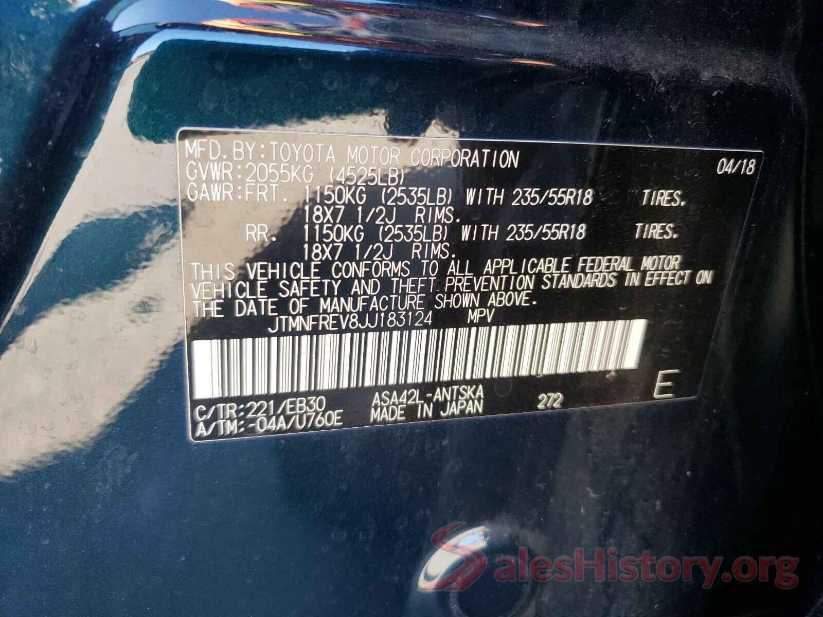 JTMNFREV8JJ183124 2018 TOYOTA RAV4