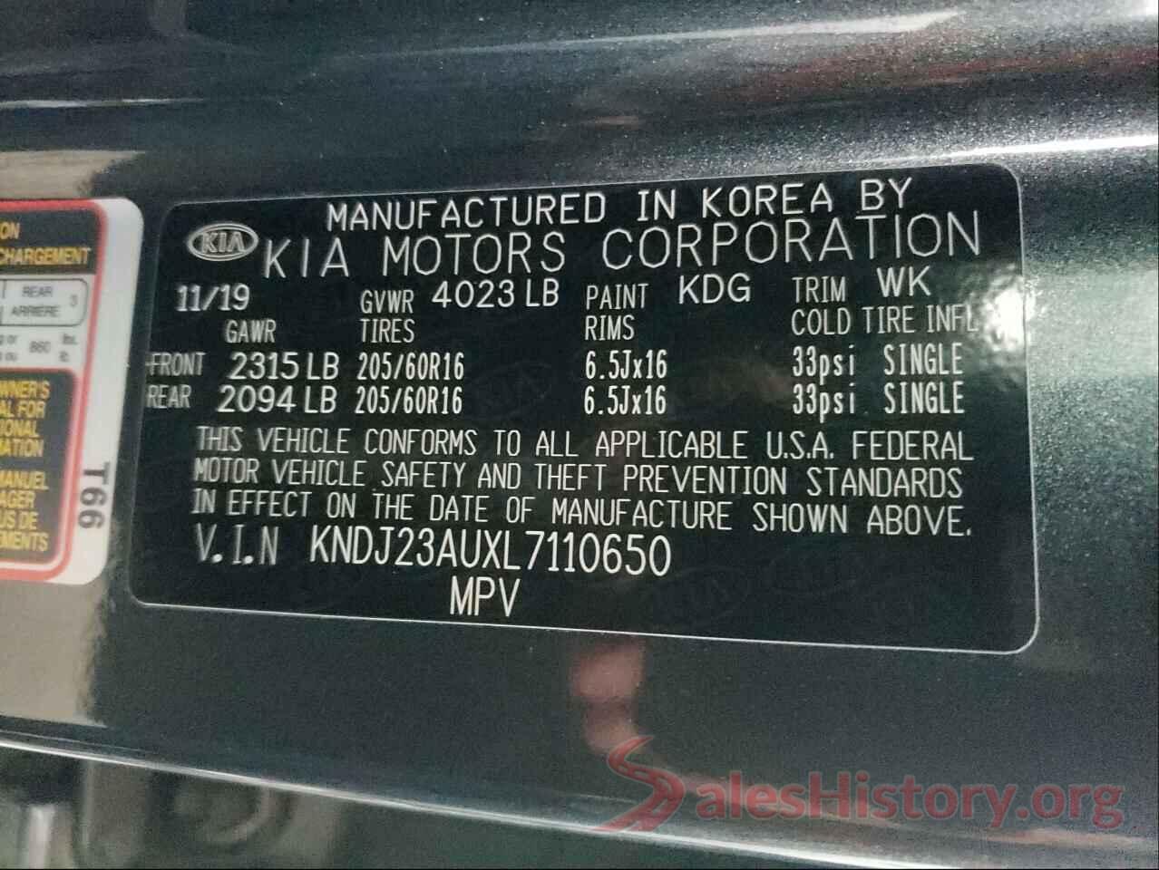 KNDJ23AUXL7110650 2020 KIA SOUL