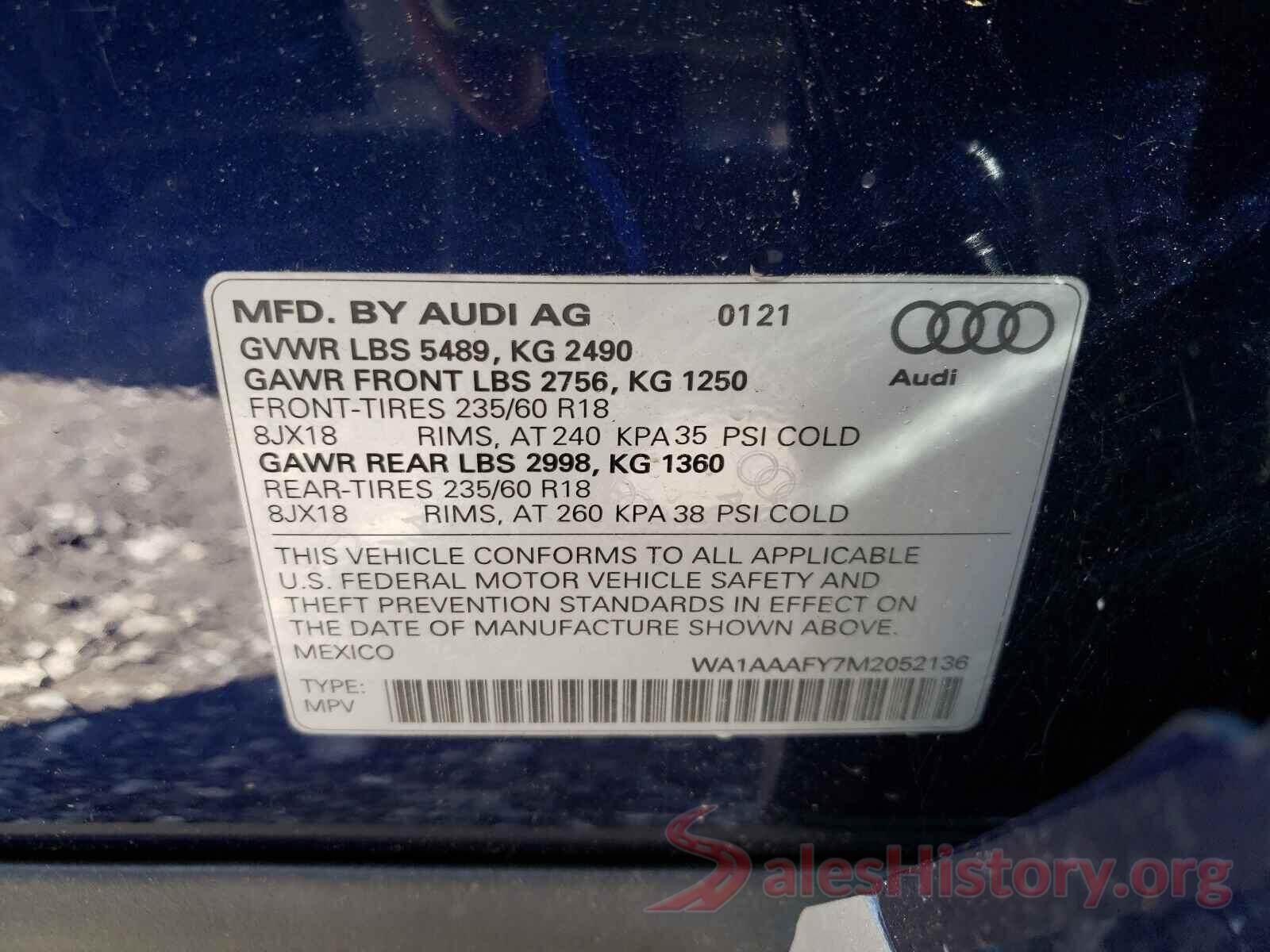 WA1AAAFY7M2052136 2021 AUDI Q5