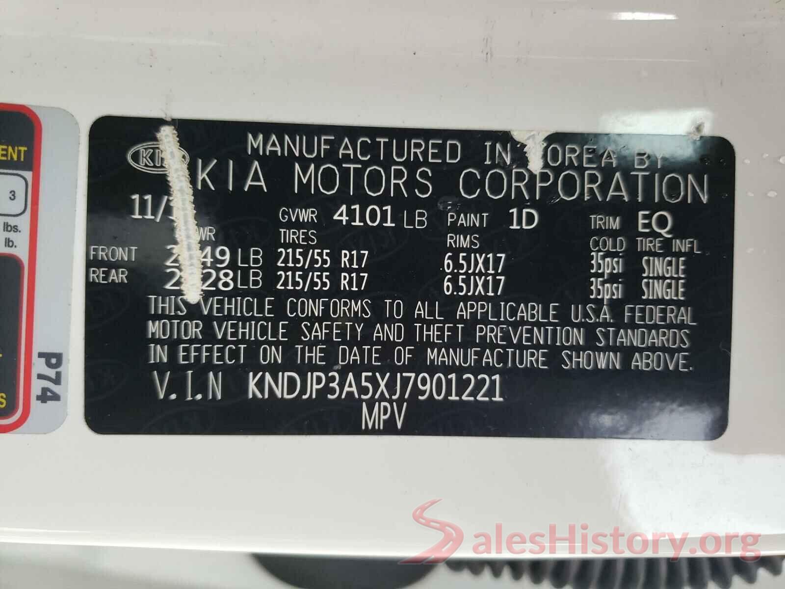 KNDJP3A5XJ7901221 2018 KIA SOUL