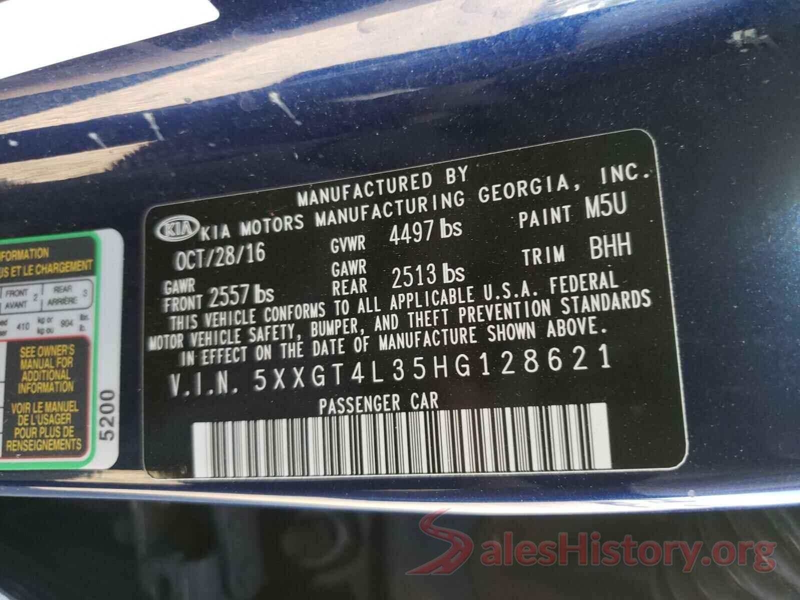 5XXGT4L35HG128621 2017 KIA OPTIMA