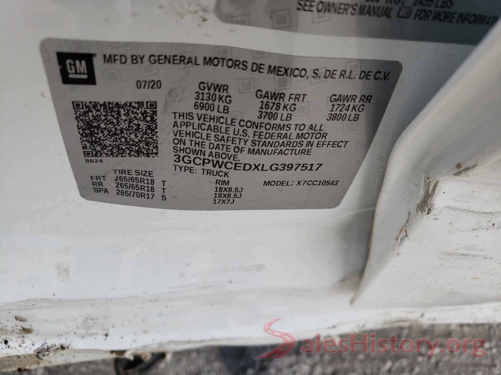 3GCPWCEDXLG397517 2020 CHEVROLET SILVERADO