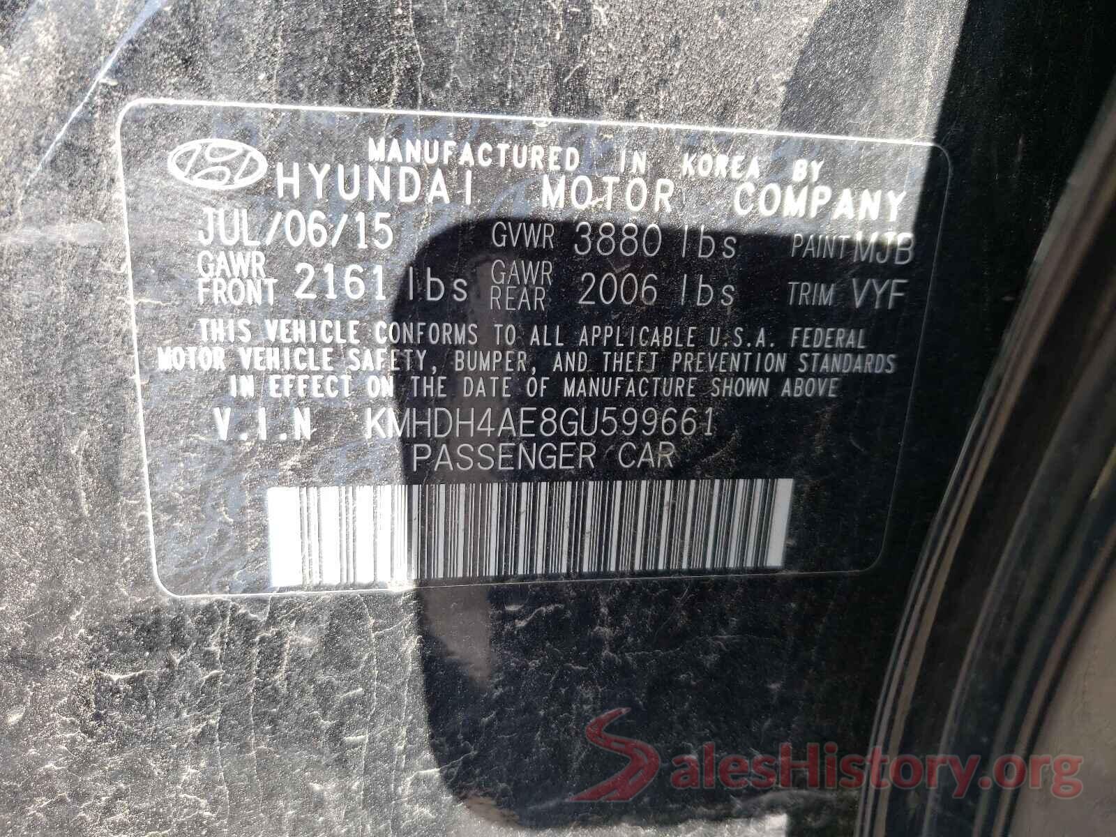 KMHDH4AE8GU599661 2016 HYUNDAI ELANTRA