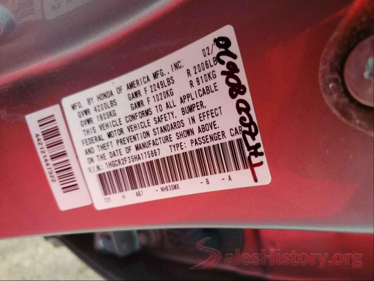 1HGCR2F35HA175867 2017 HONDA ACCORD