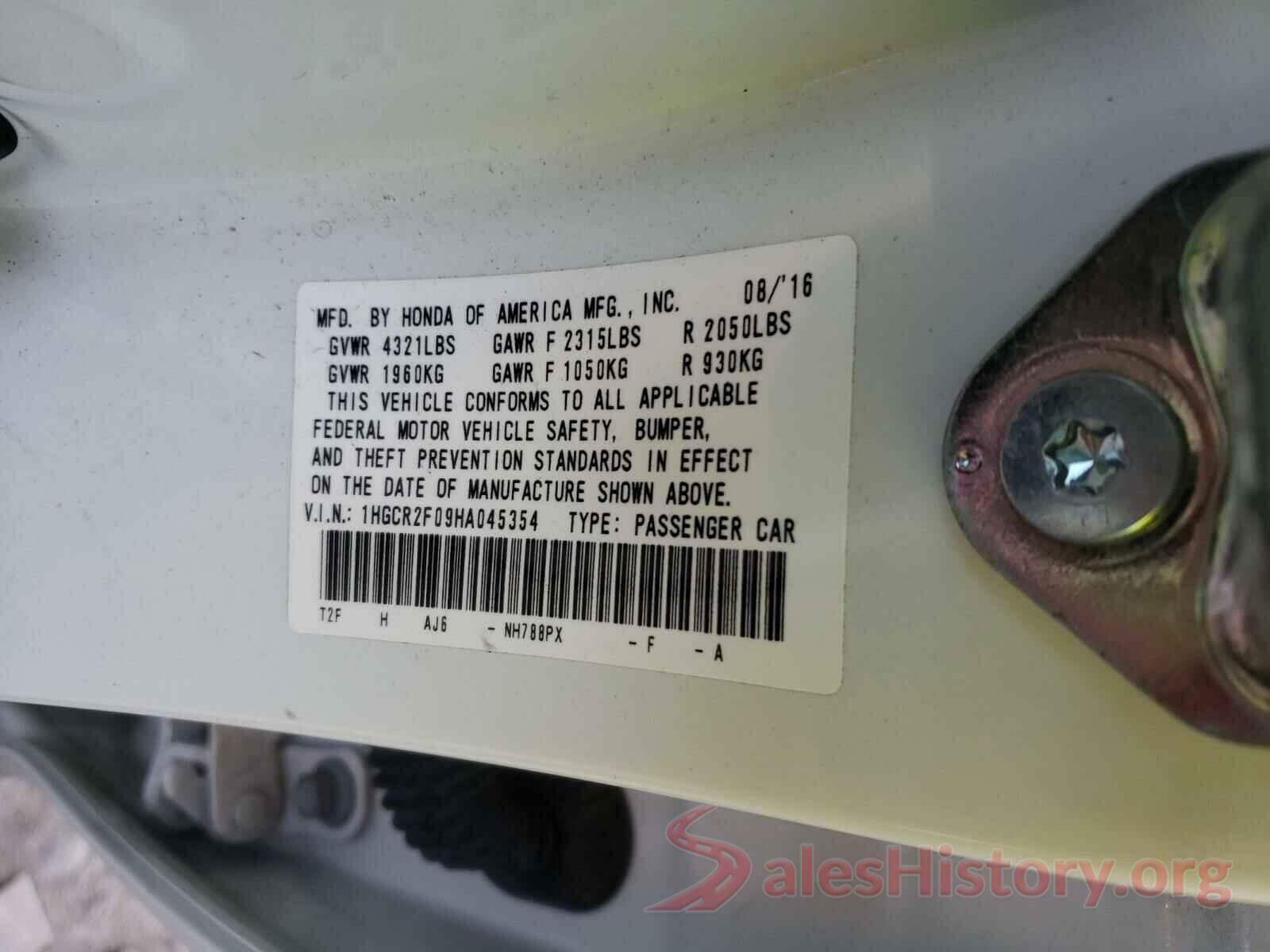 1HGCR2F09HA045354 2017 HONDA ACCORD