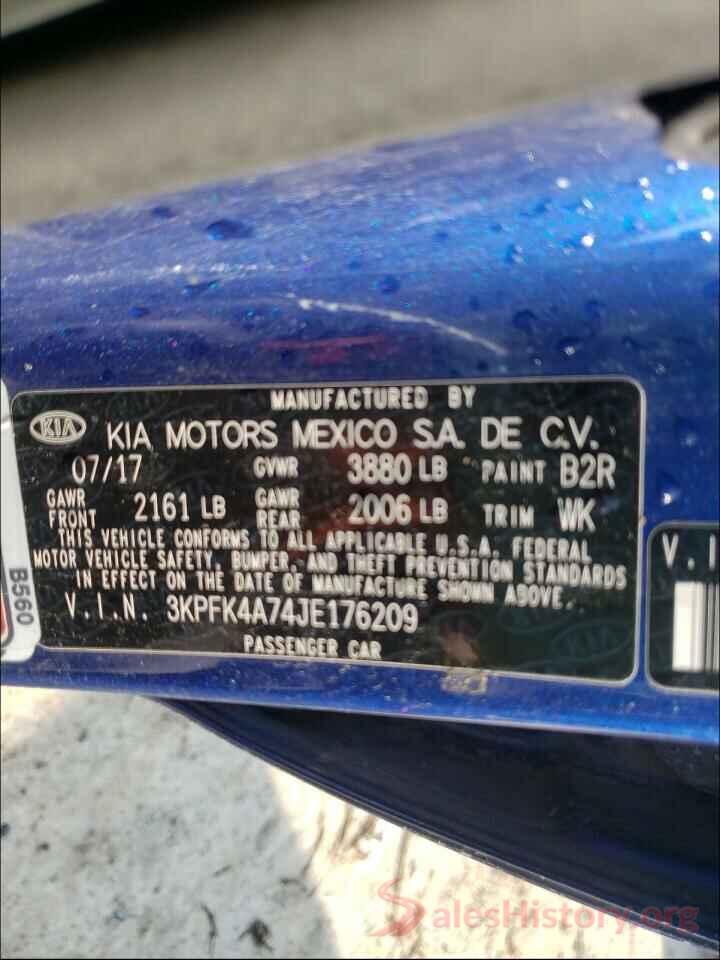 3KPFK4A74JE176209 2018 KIA FORTE