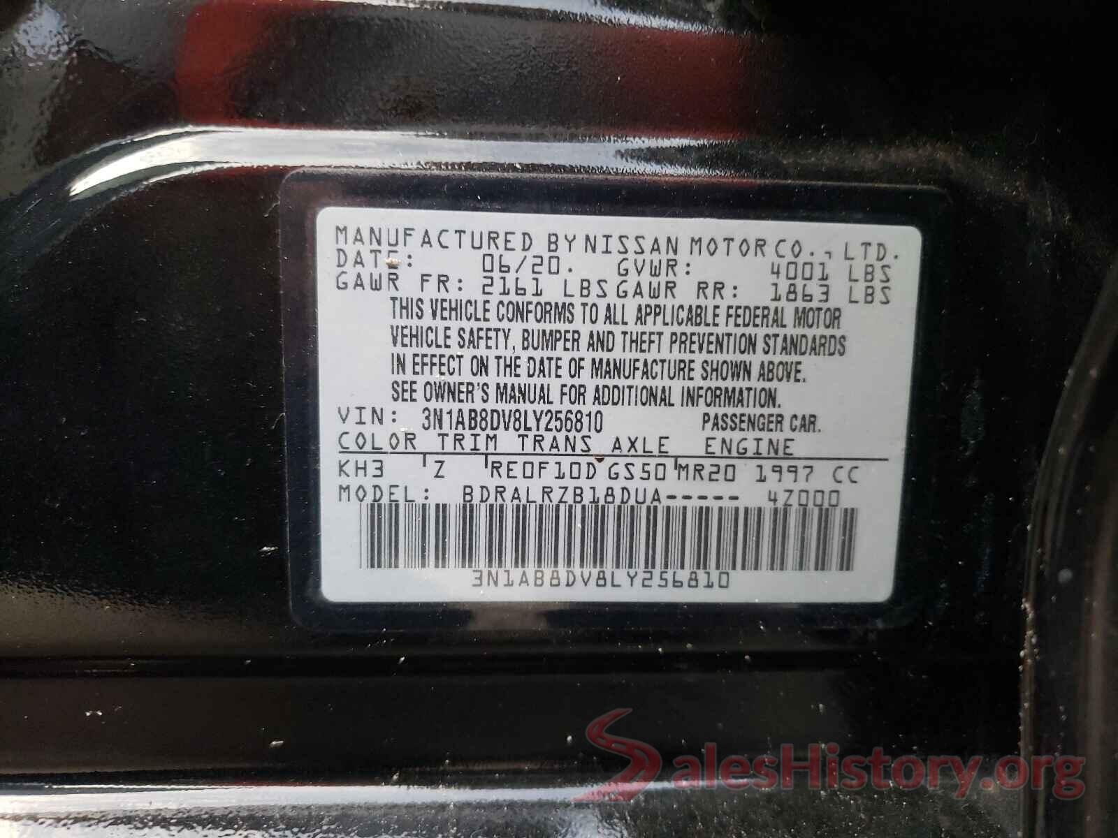 3N1AB8DV8LY256810 2020 NISSAN SENTRA