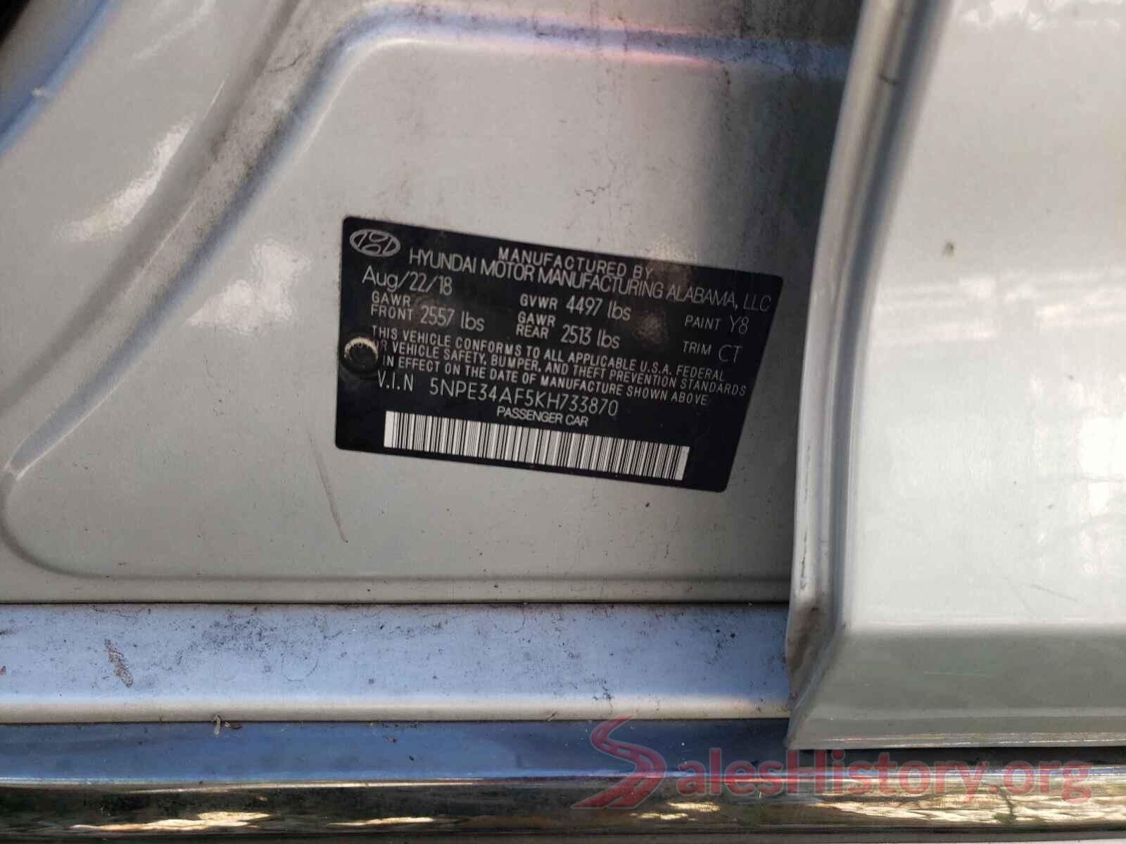 5NPE34AF5KH733870 2019 HYUNDAI SONATA