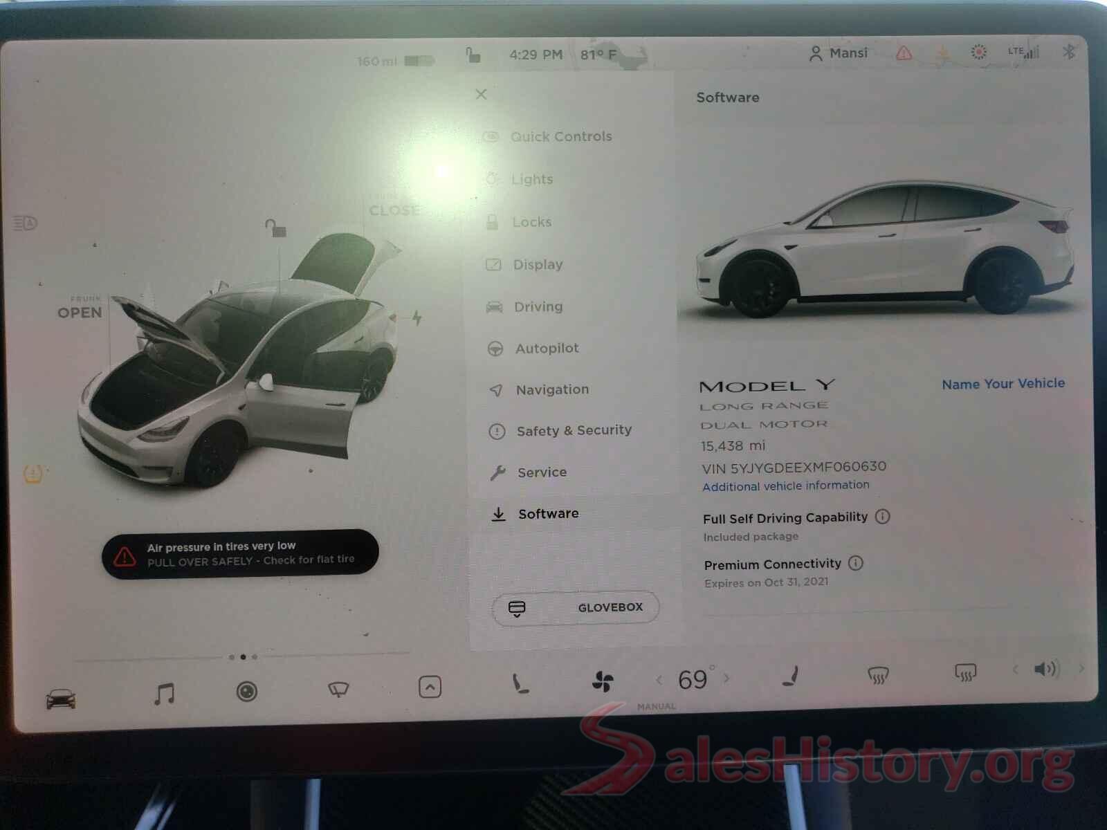 5YJYGDEEXMF060630 2021 TESLA MODEL Y